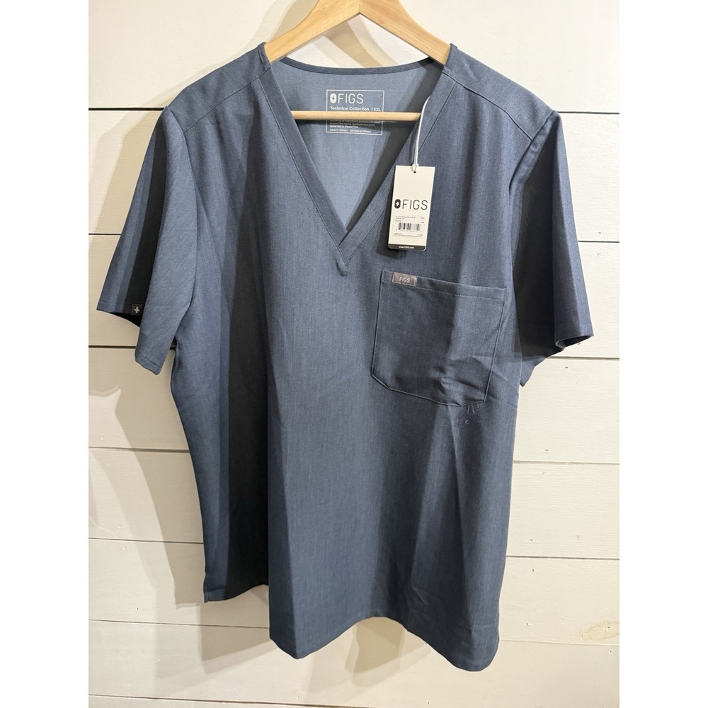NWT‎ Figs 2XL Catarina One Pocket Scrub Top Blue Size XXL Medical